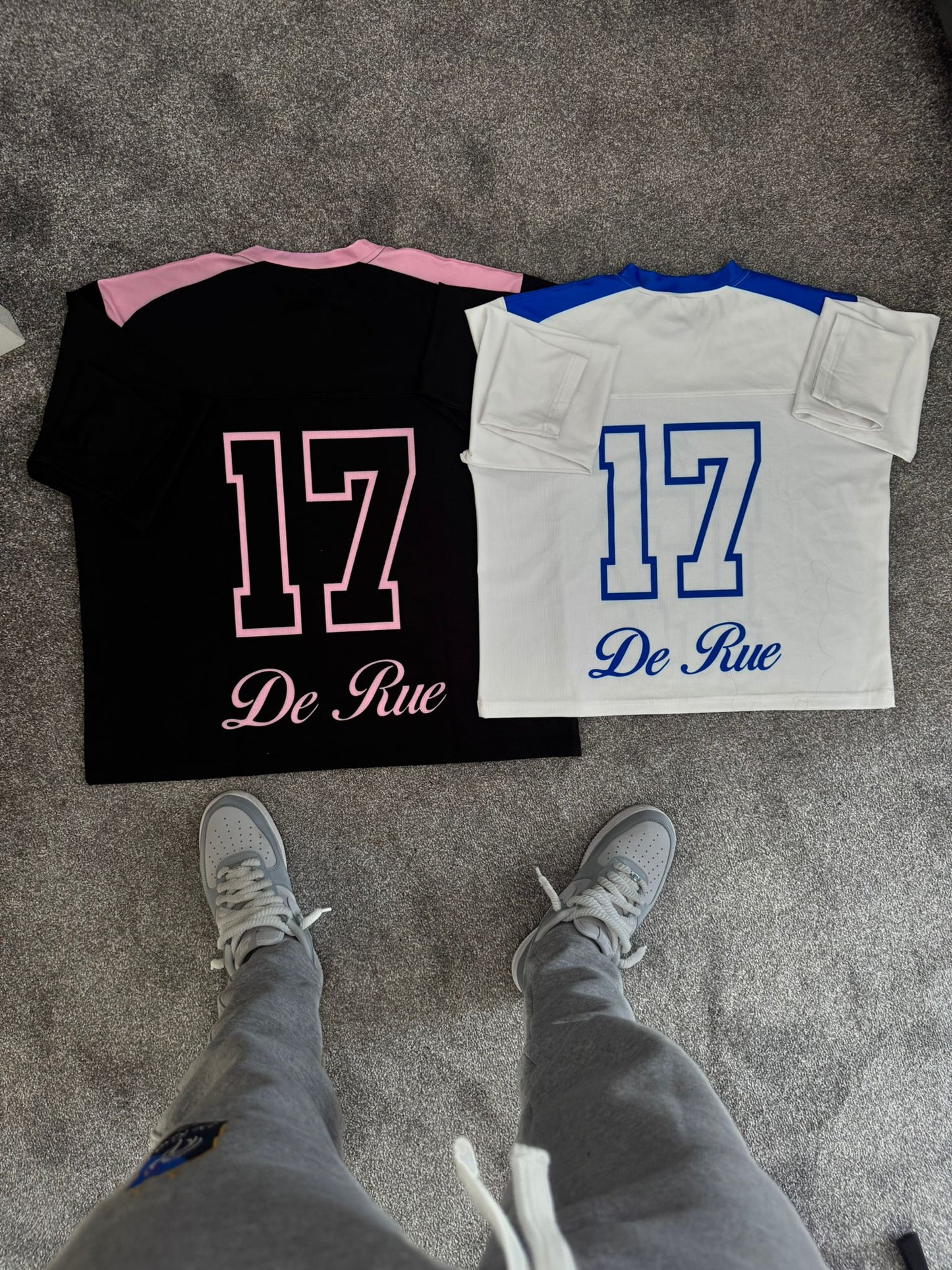 Blue and white jersey