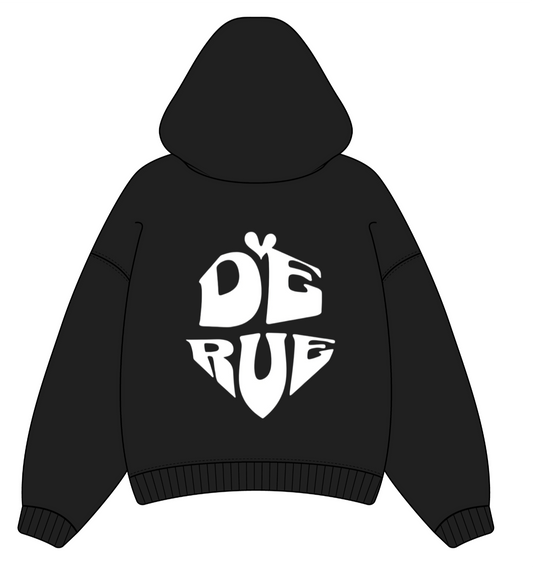 black zipped puff hoodie